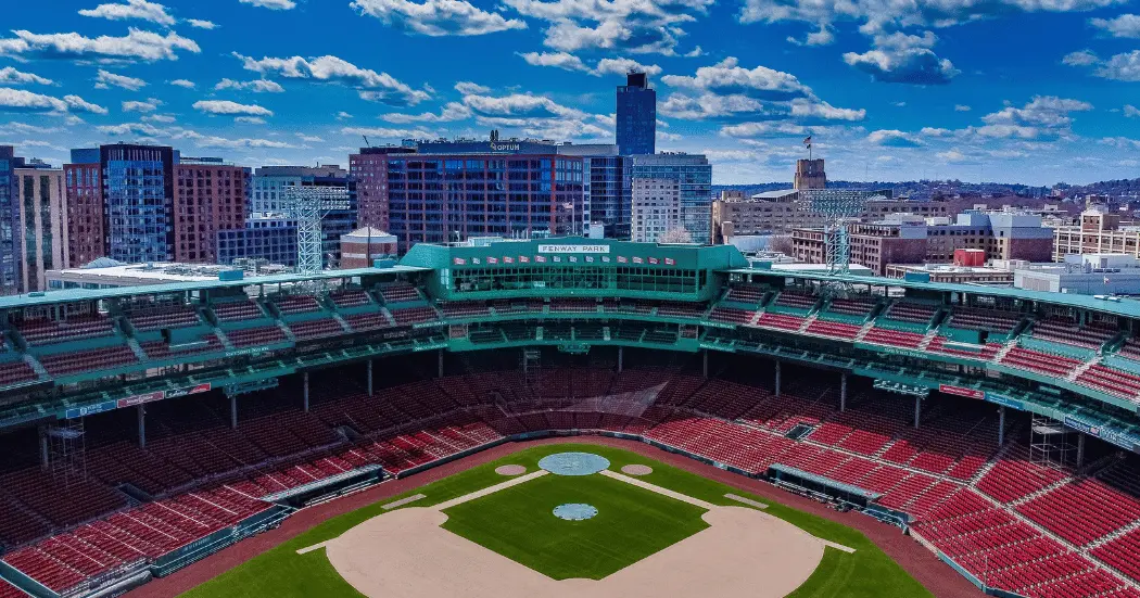 Aerial view of Fenway Park in Boston MA